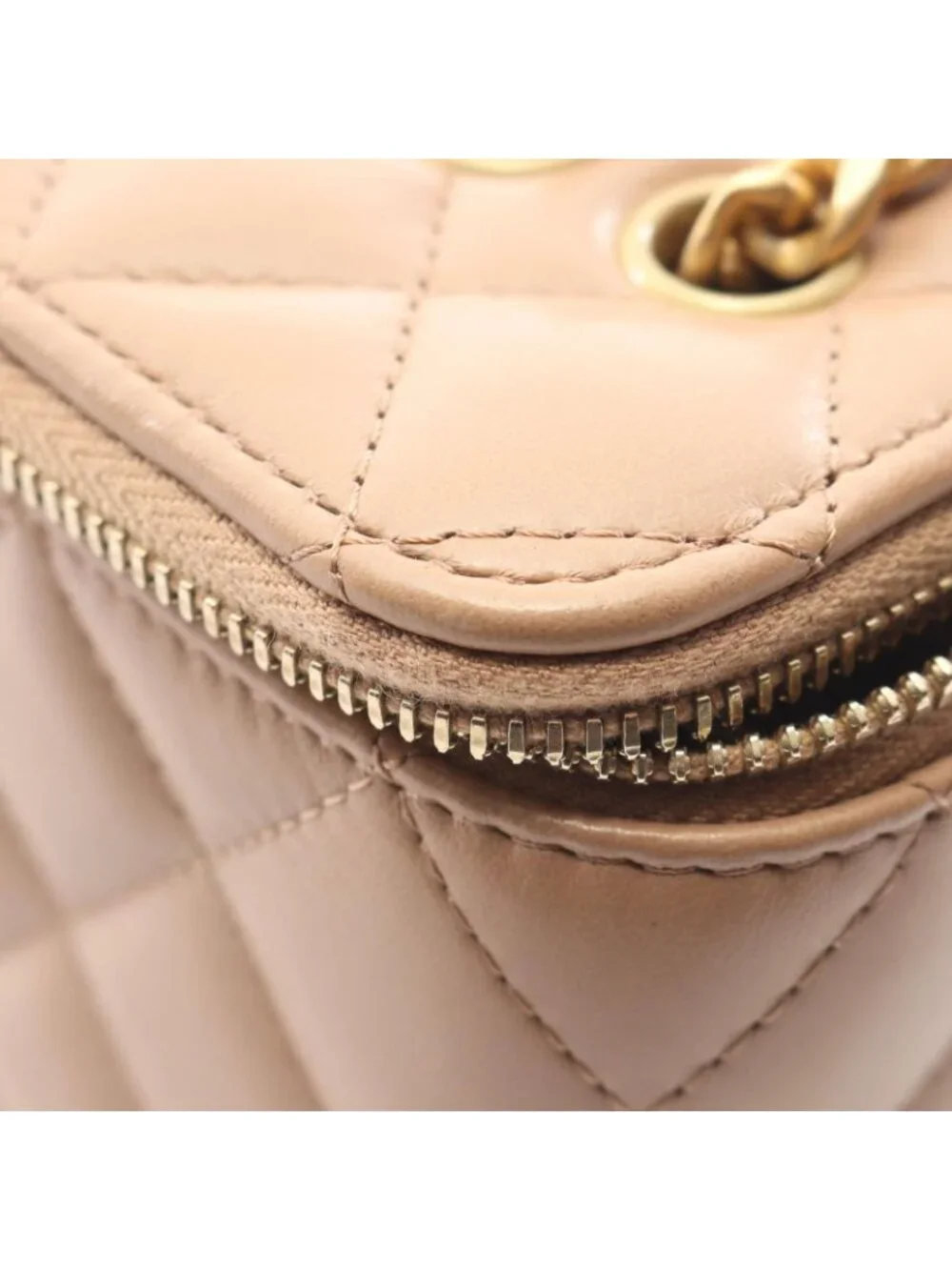 Chanel Shoulder Bag Quilted Vanity Beige Lambskin